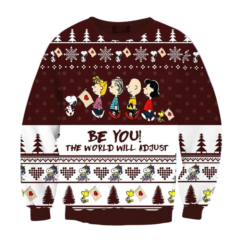 Snoopy Be You The World Will Adjust Ugly Sweater, Christmas Gift , Snoopy Be You The World Will Adjust Ugly Christmas Sweater