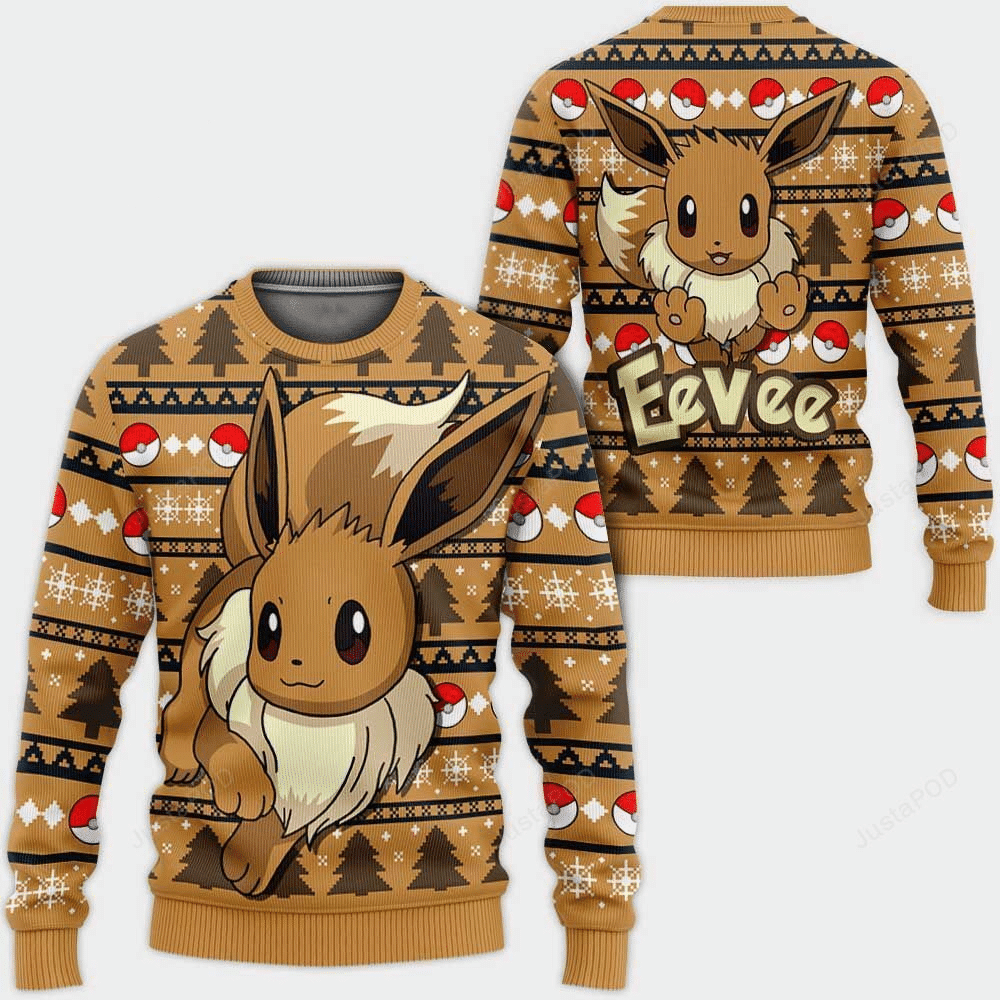 Pokemon Anime Eevee 1 Ugly Sweater, Pokemon Anime Gift Fan Ugly Sweater