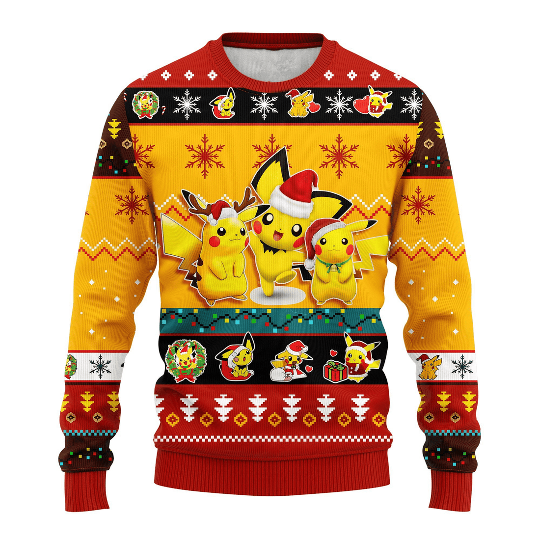 Pokemon Anime Pikachu 5 Ugly Sweater Gifts, Pokemon Anime Gift Fan Ugly Sweater