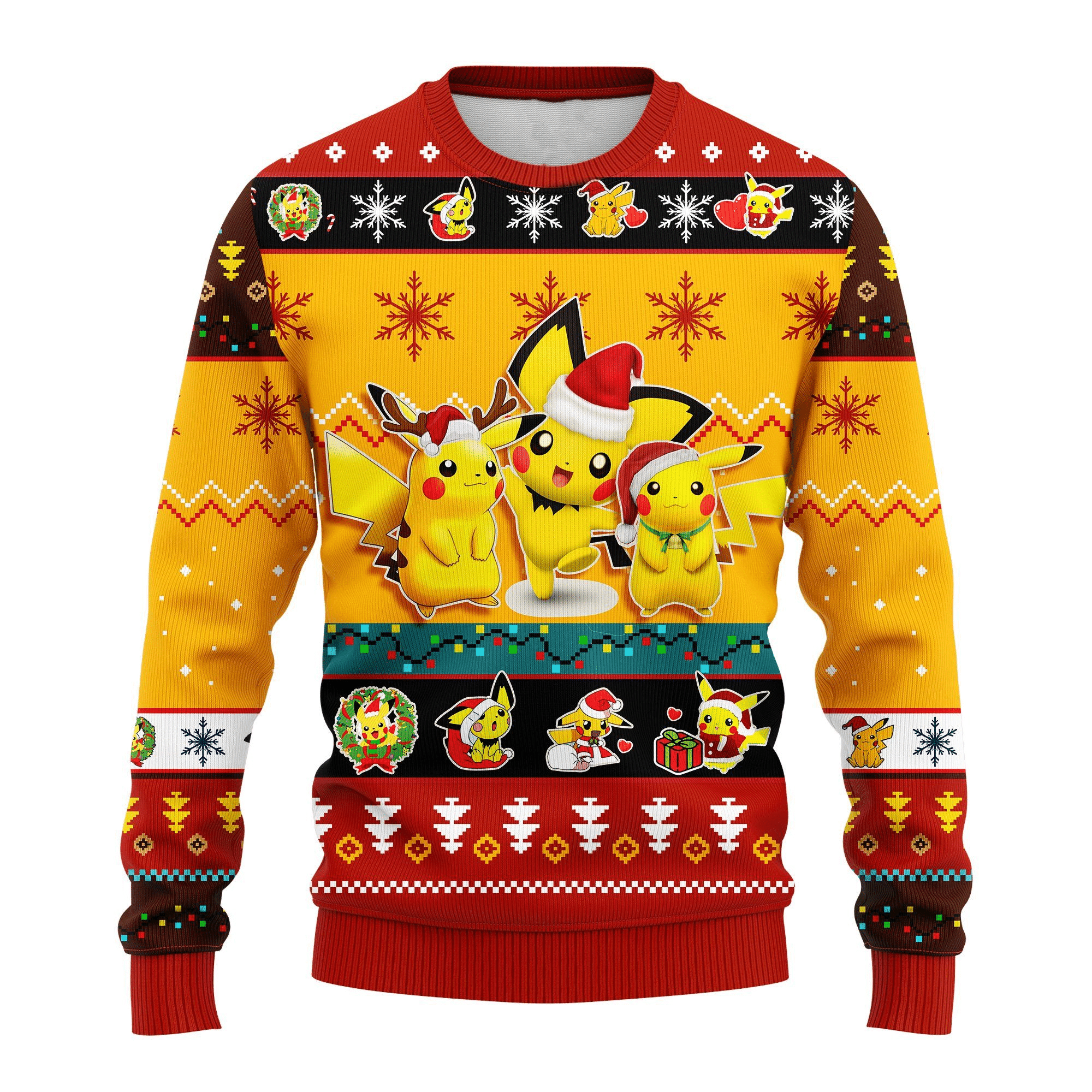 Pokemon Anime Pikachu 5 Ugly Sweater Gifts, Pokemon Anime Gift Fan Ugly Sweater