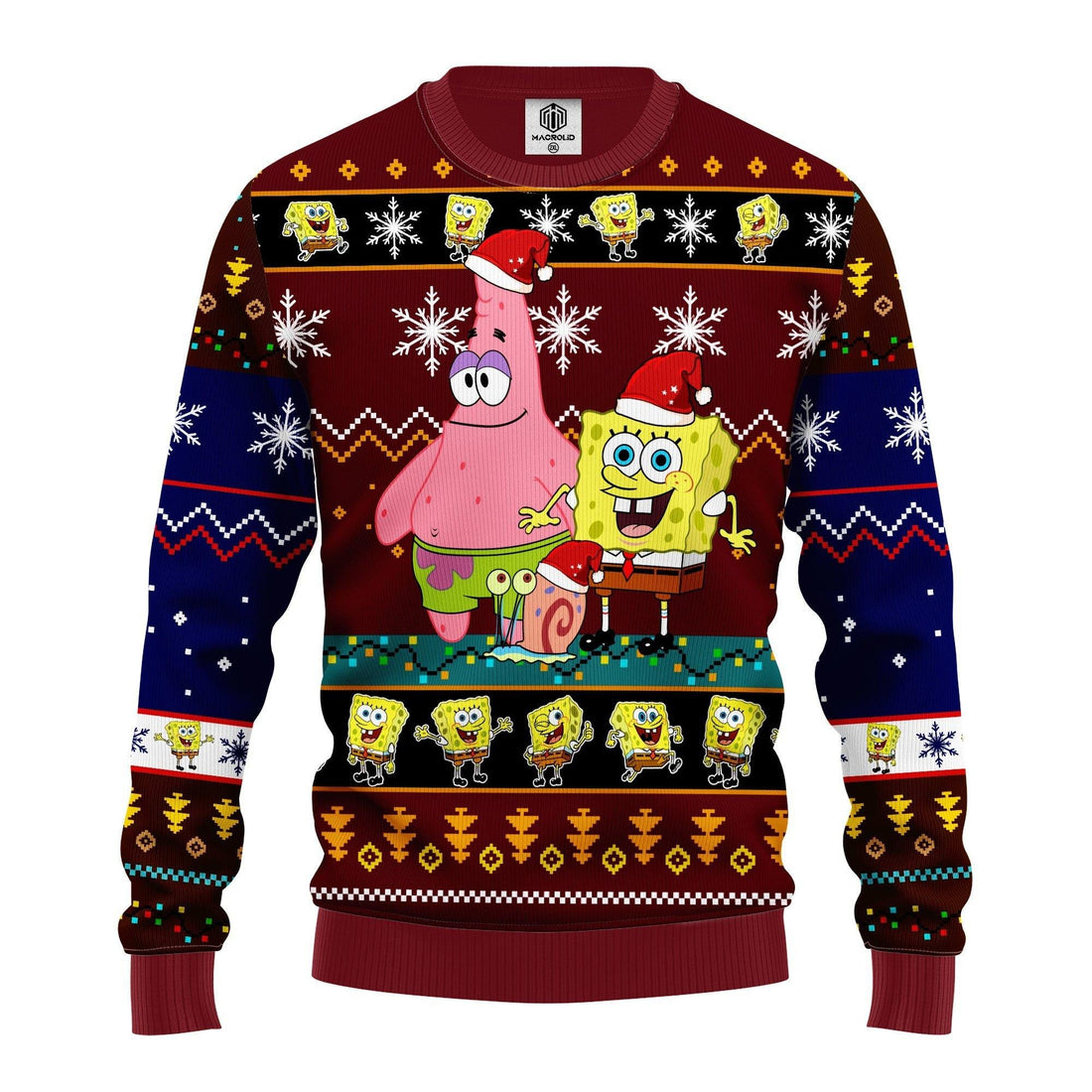 Santa Spongebob And Patrick Star Ugly Christmas Sweater