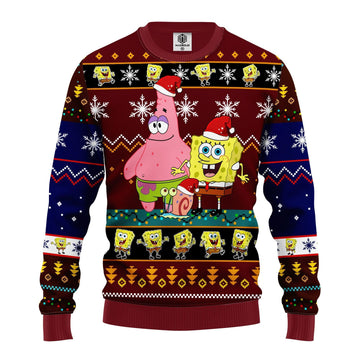 Santa Spongebob And Patrick Star Ugly Christmas Sweater