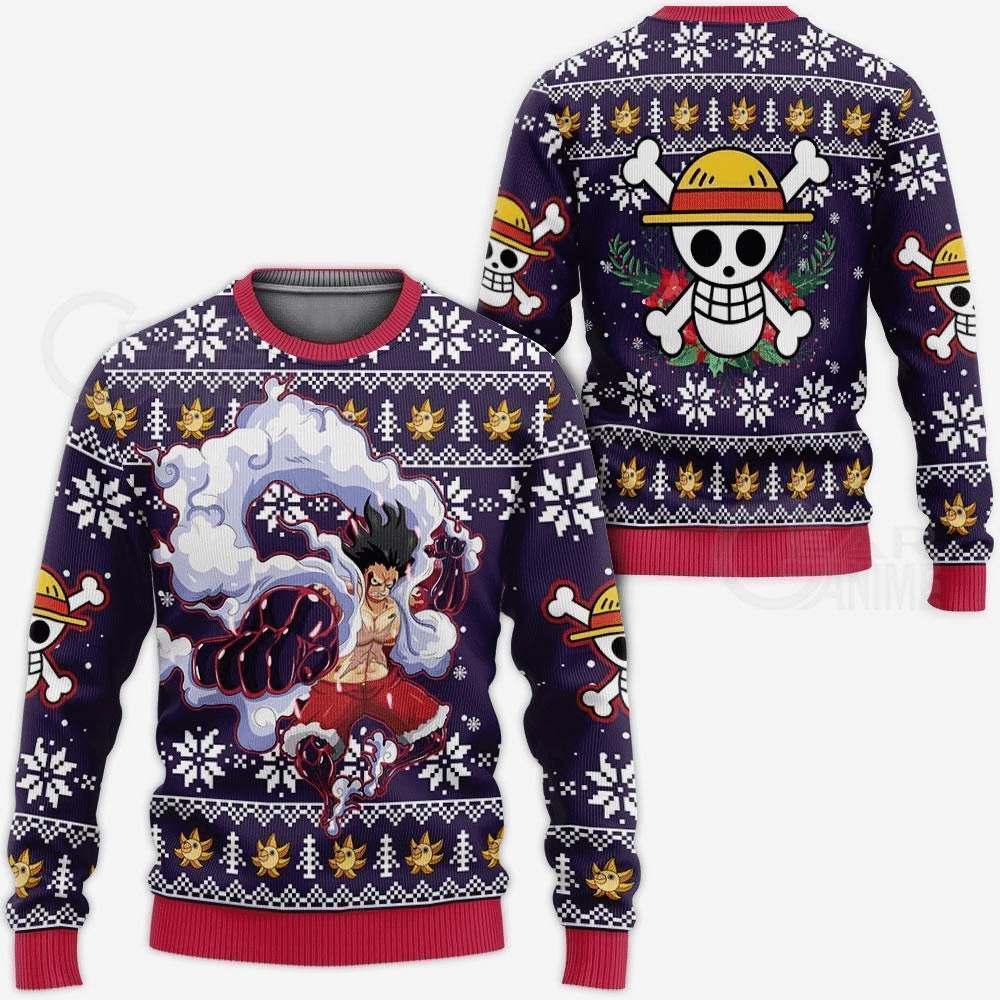 One Piece Anime Monkey D. Luffy 31 Ugly Sweater Gifts, One Piece Anime Gift Fan Ugly Sweater