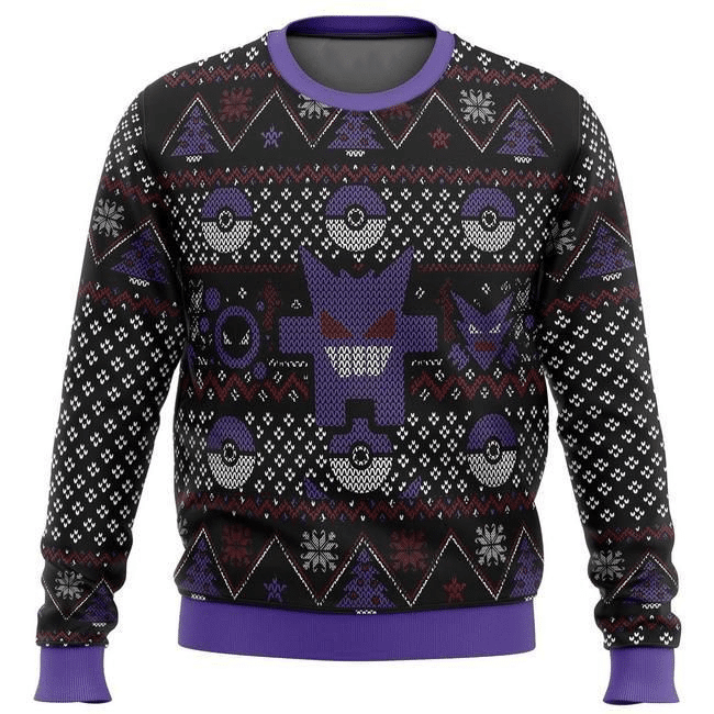 Pokemon Anime Gengar 10 Ugly Sweater, Pokemon Anime Gift Fan Ugly Sweater