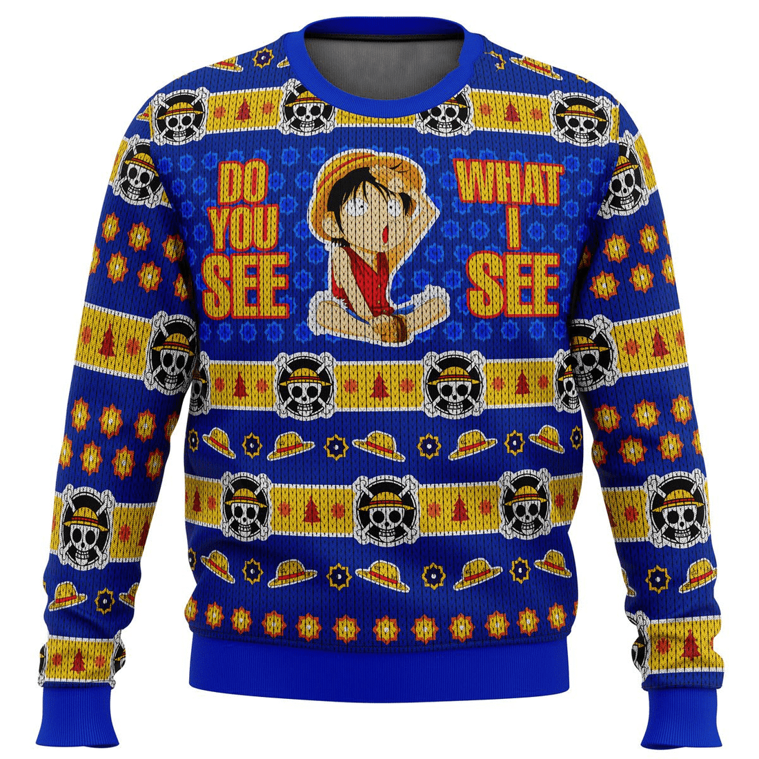 One Piece Anime Do You See What I See Monkey D Luffy 14 Ugly Sweater Gifts, One Piece Anime Gift Fan Ugly Sweater