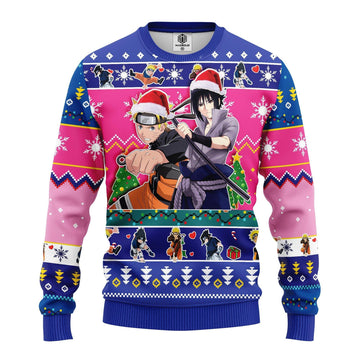 Naruto Anime Merry Xmas Gift, Santa Naruto And Sasuke Ugly Christmas Sweater 279