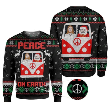 Santa And Jesus Peace On Earth Ugly Sweater, Santa And Jesus Peace On Earth Christmas Shirt