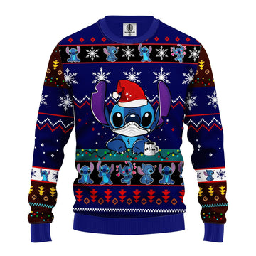 Santa Stitch Merry Xmas, Lilo And Stitch Disney Gifts Ugly Christmas Sweater