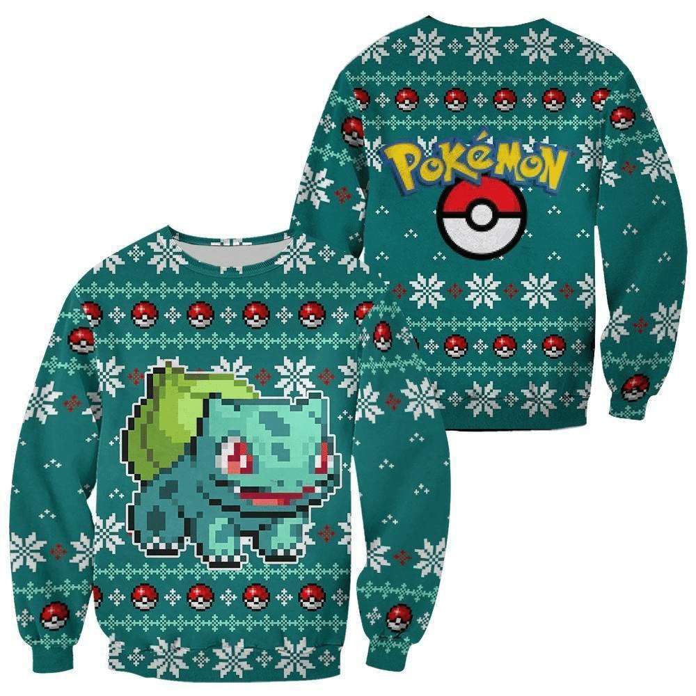 Pokemon Anime Bulbasaur 62 Ugly Sweater Gifts, Pokemon Anime Gift Fan Ugly Sweater