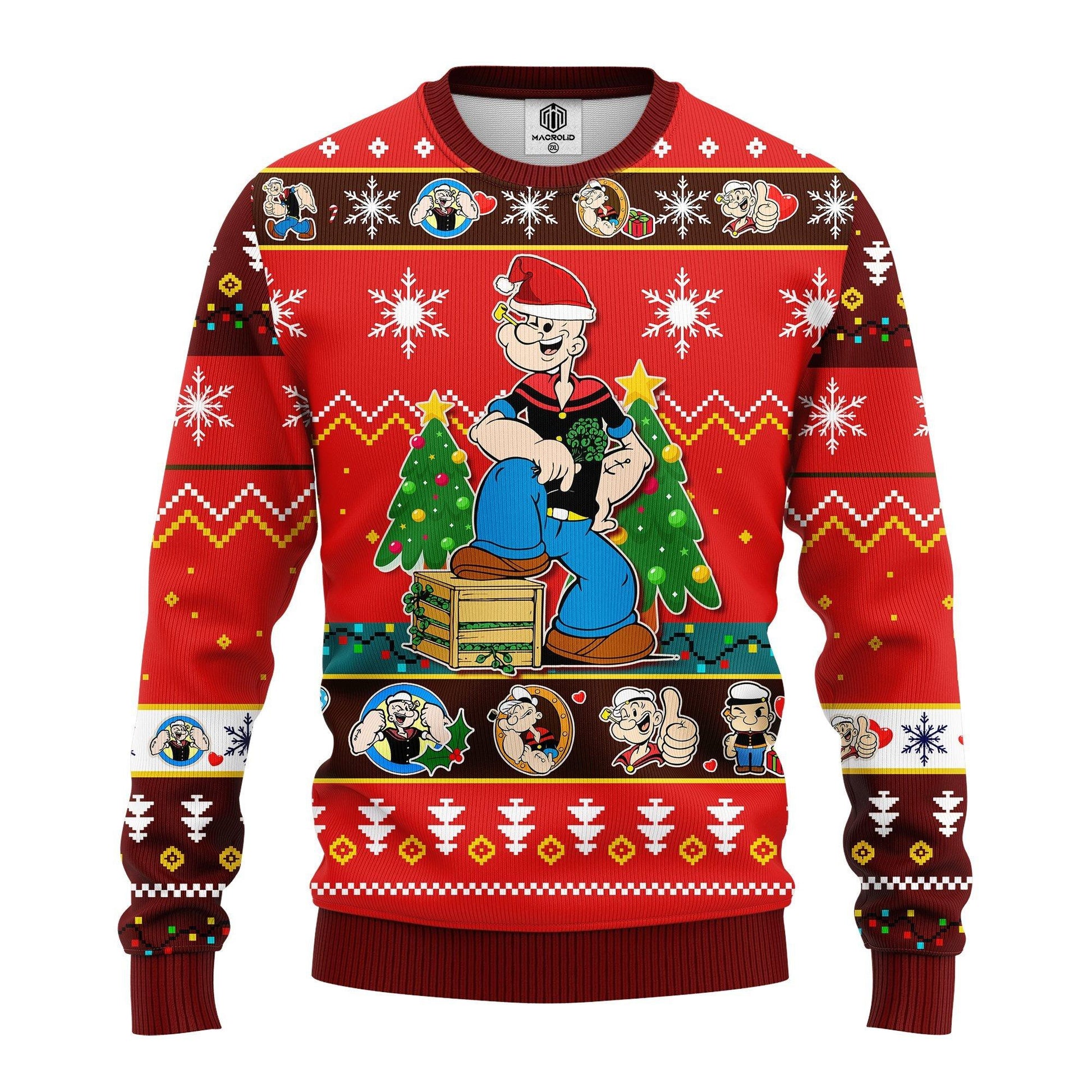 Santa Popeye Strong Merry Xmas Ugly Christmas Sweater