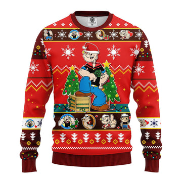 Santa Popeye Strong Merry Xmas Ugly Christmas Sweater