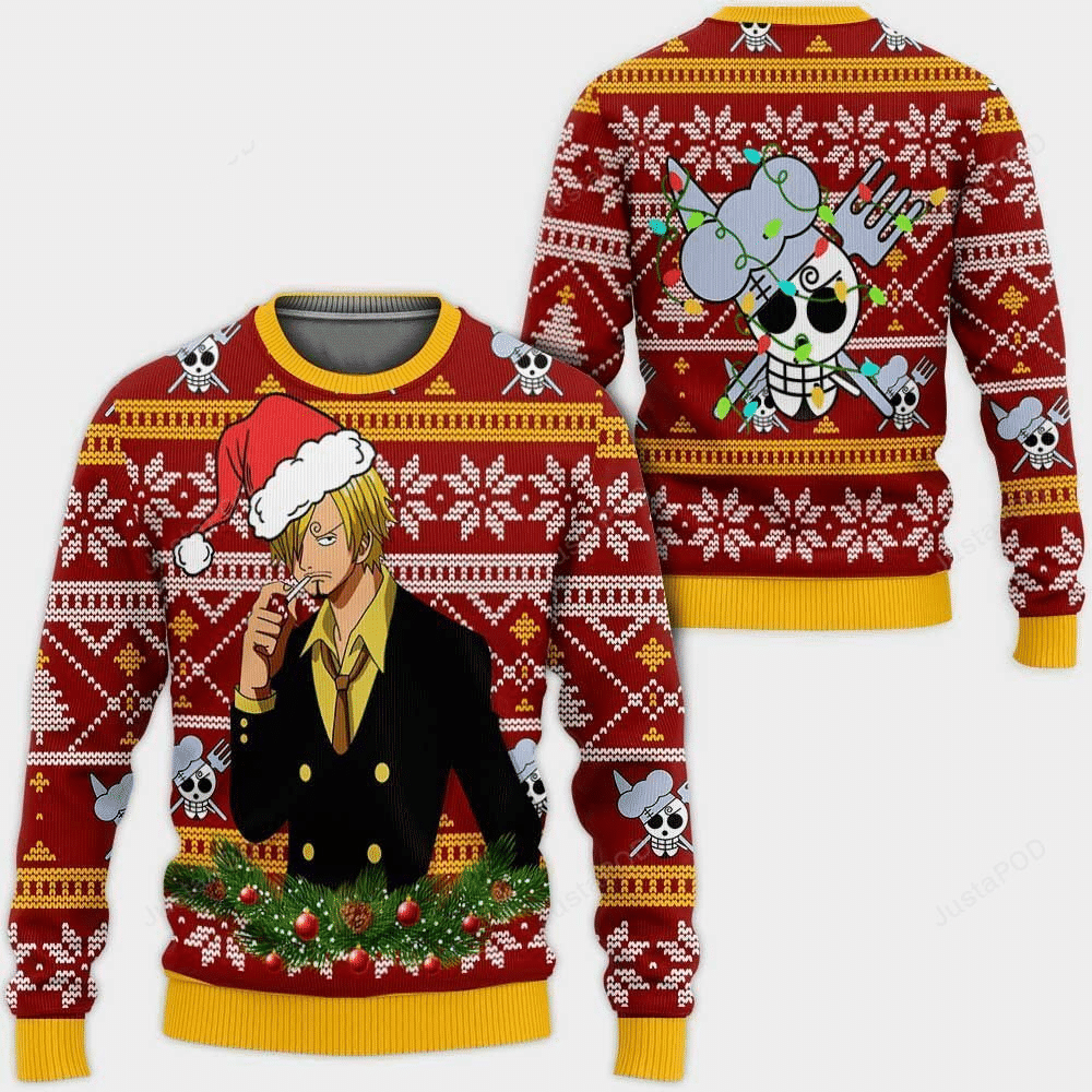 One Piece Anime Sanji 43 Ugly Sweater Gifts, One Piece Anime Gift Fan Ugly Sweater