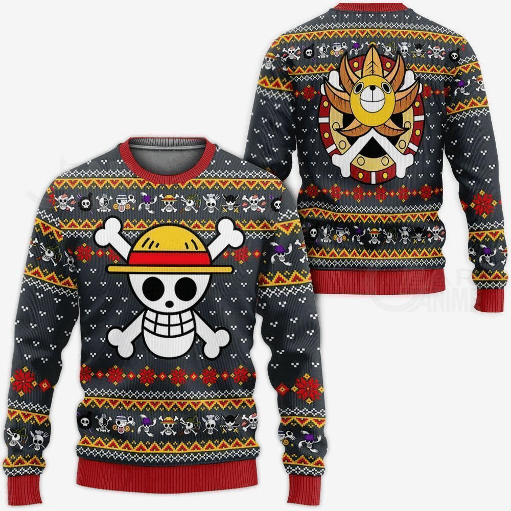 One Piece Anime Straw Hat Priate 17 Ugly Sweater, One Piece Anime Gift Fan Ugly Sweater