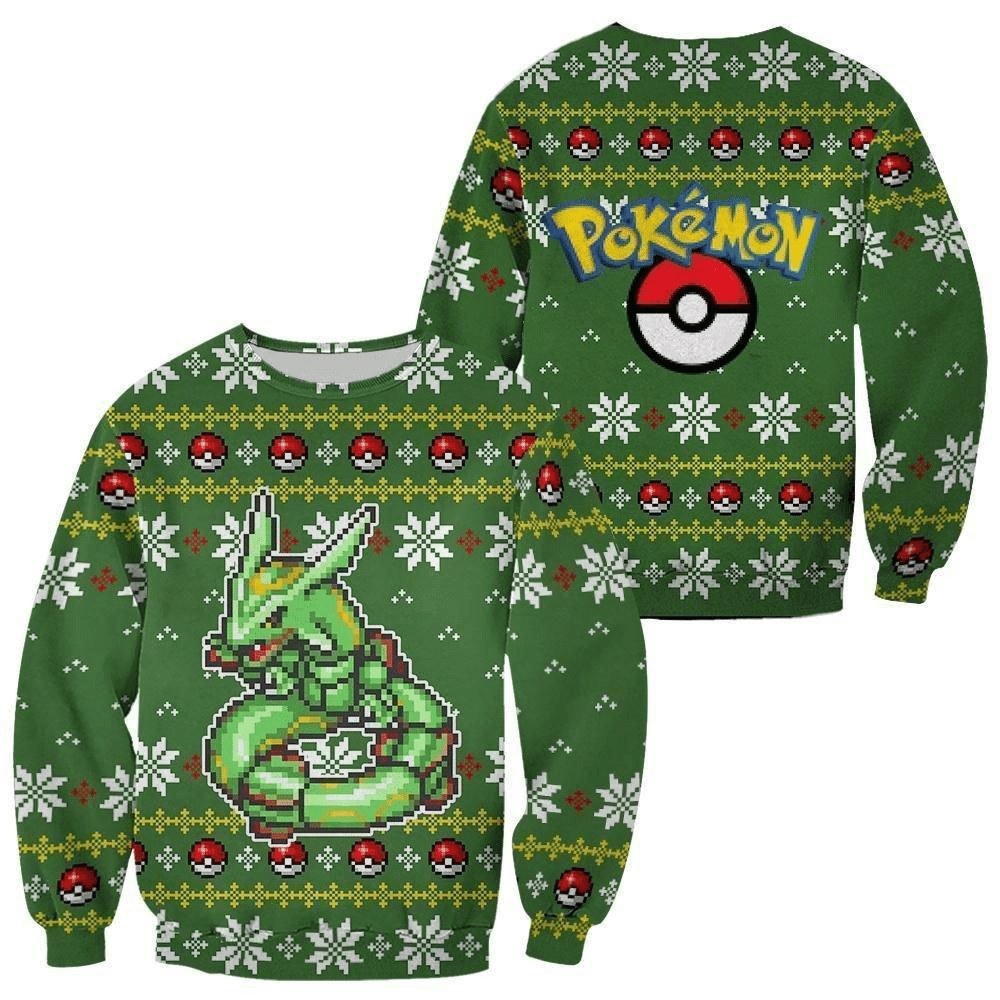 Pokemon Anime Rayquaza 47 Ugly Sweater, Pokemon Anime Gift Fan Ugly Sweater
