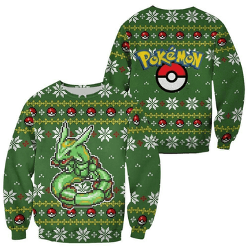Pokemon Anime Rayquaza 47 Ugly Sweater, Pokemon Anime Gift Fan Ugly Sweater
