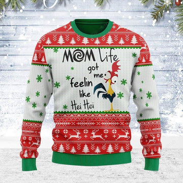 Mom Life Got Me Feelin Like Hei Hei Rooster Ugly Sweater, Mom Life Got Me Feelin Like Hei Hei Rooster Christmas Sweater, Rooster Shirt
