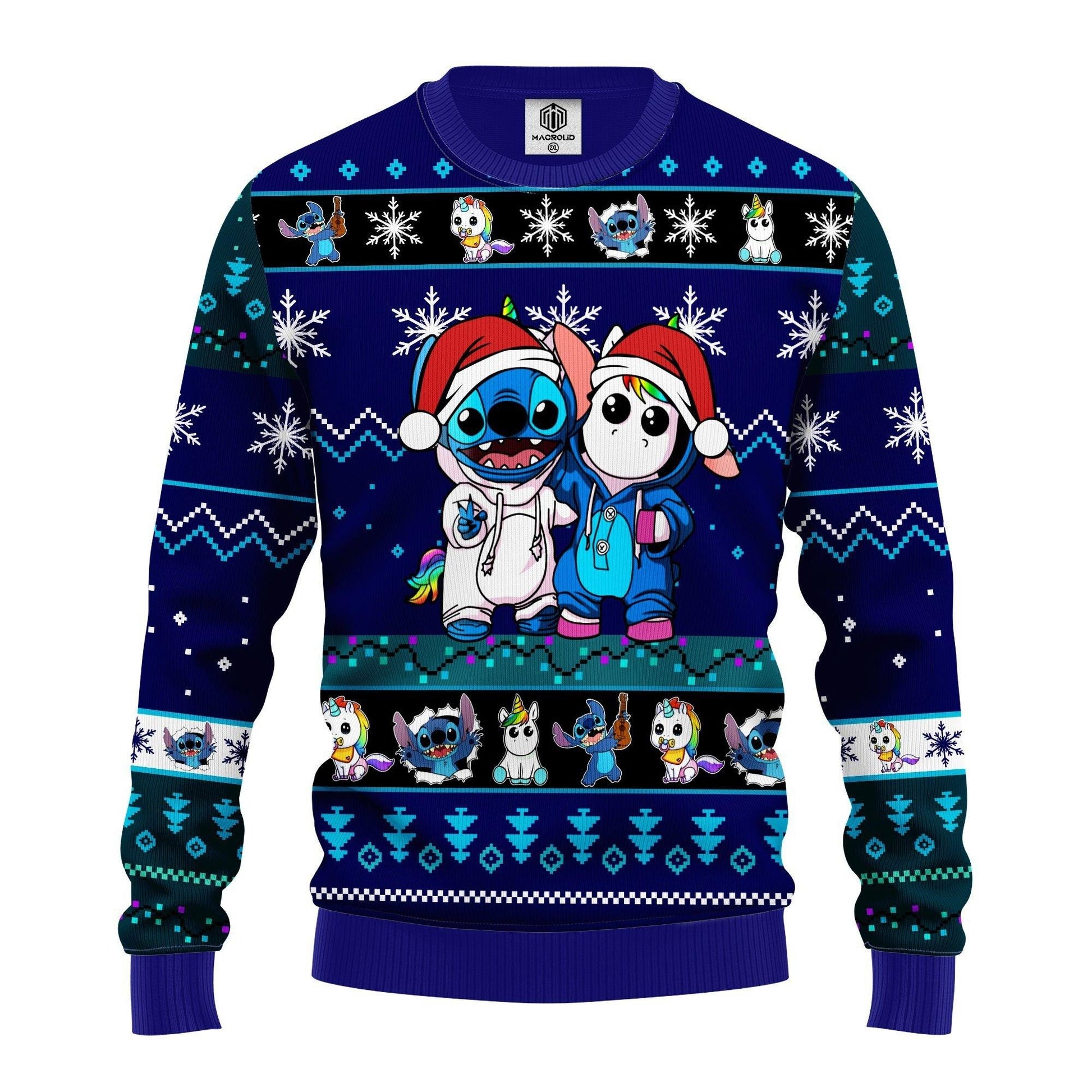 Santa Stitch And Unicorn, Lilo And Stitch Disney Ugly Christmas Sweater