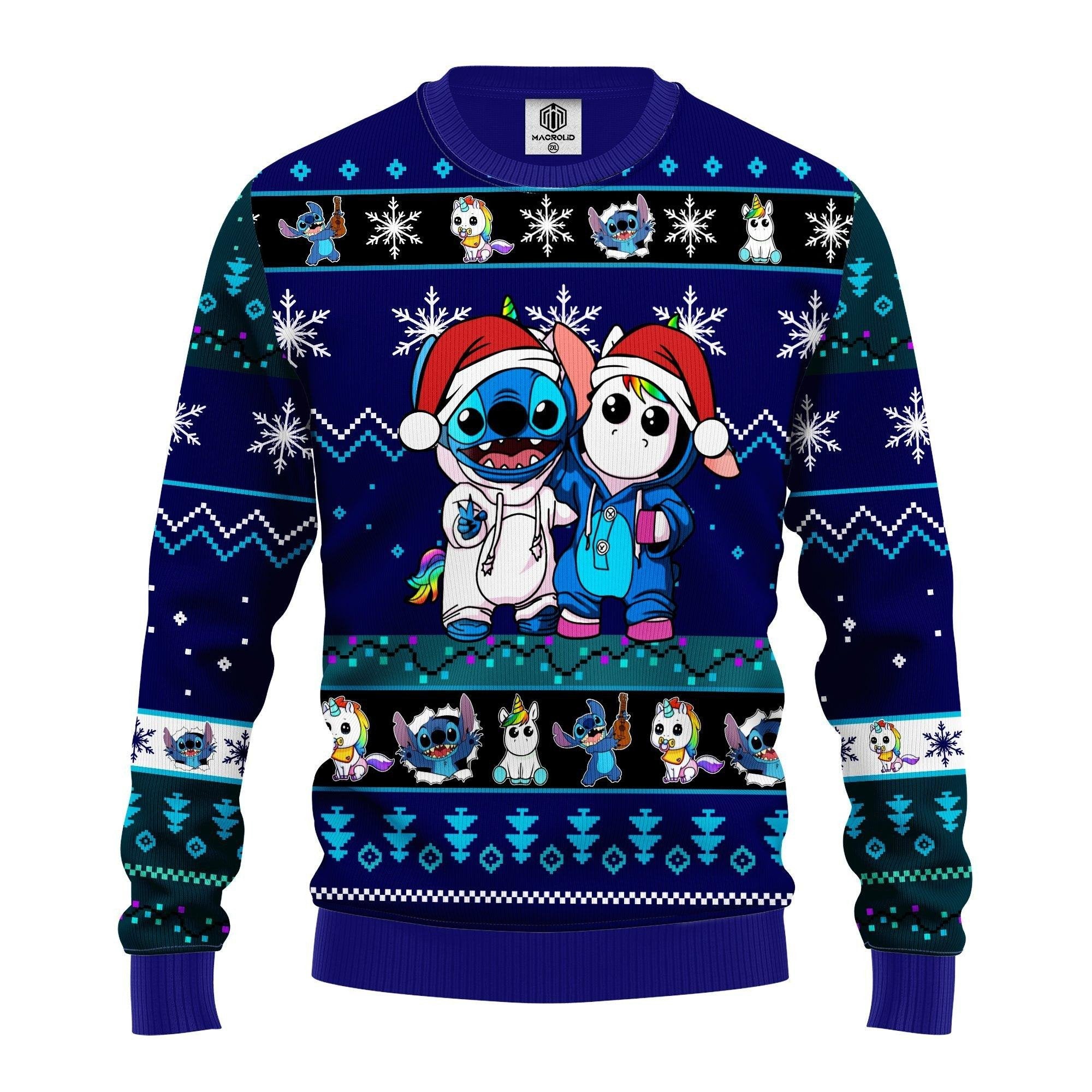 Santa Stitch And Unicorn, Lilo And Stitch Disney Ugly Christmas Sweater
