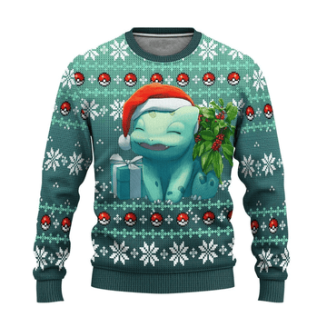 Pokemon Anime Bulbasaur 19 Ugly Sweater, Pokemon Anime Gift Fan Ugly Sweater
