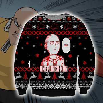 One Punch Man Anime Saitama 1 Ugly Sweater Gifts, One Punch Man Anime Gift Fan Ugly Sweater