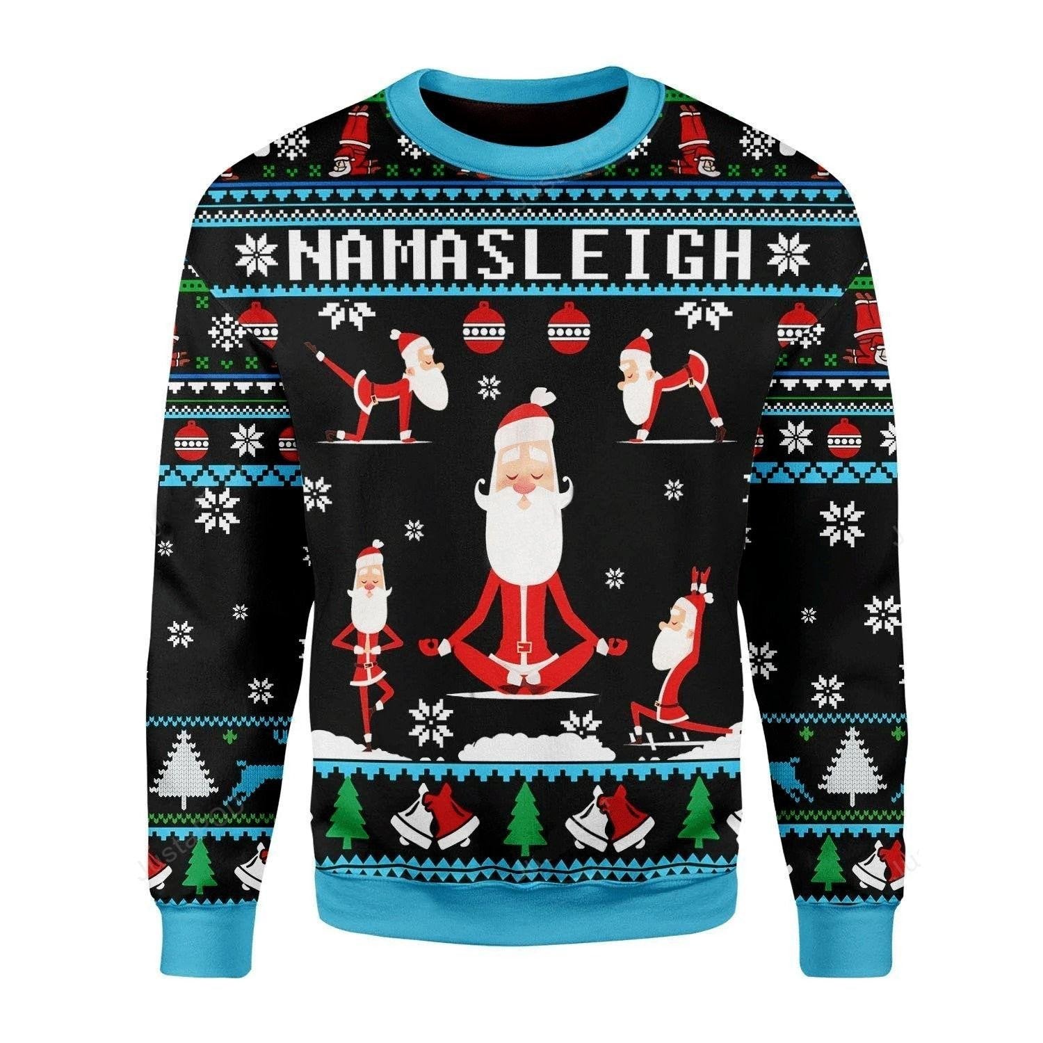 Namasleigh Santa Claus Yoga Ugly Sweater, Namasleigh Santa Claus Yoga Christmas Sweater, Yoga Christmas Gift, Santa Claus Yoga Shirt