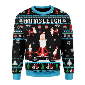 Namasleigh Santa Claus Yoga Ugly Sweater, Namasleigh Santa Claus Yoga Christmas Sweater, Yoga Christmas Gift, Santa Claus Yoga Shirt