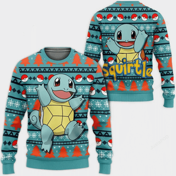 Pokemon Anime Squirtle 3 Ugly Sweater, Pokemon Anime Gift Fan Ugly Sweater