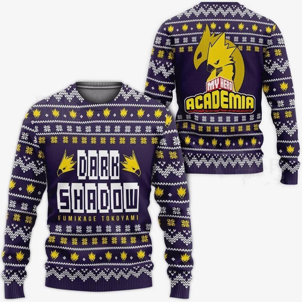 My Hero Academia Anime Fumikage Tokoyami 20 Ugly Sweater Gifts, My Hero Academia Anime Gift Fan Ugly Sweater