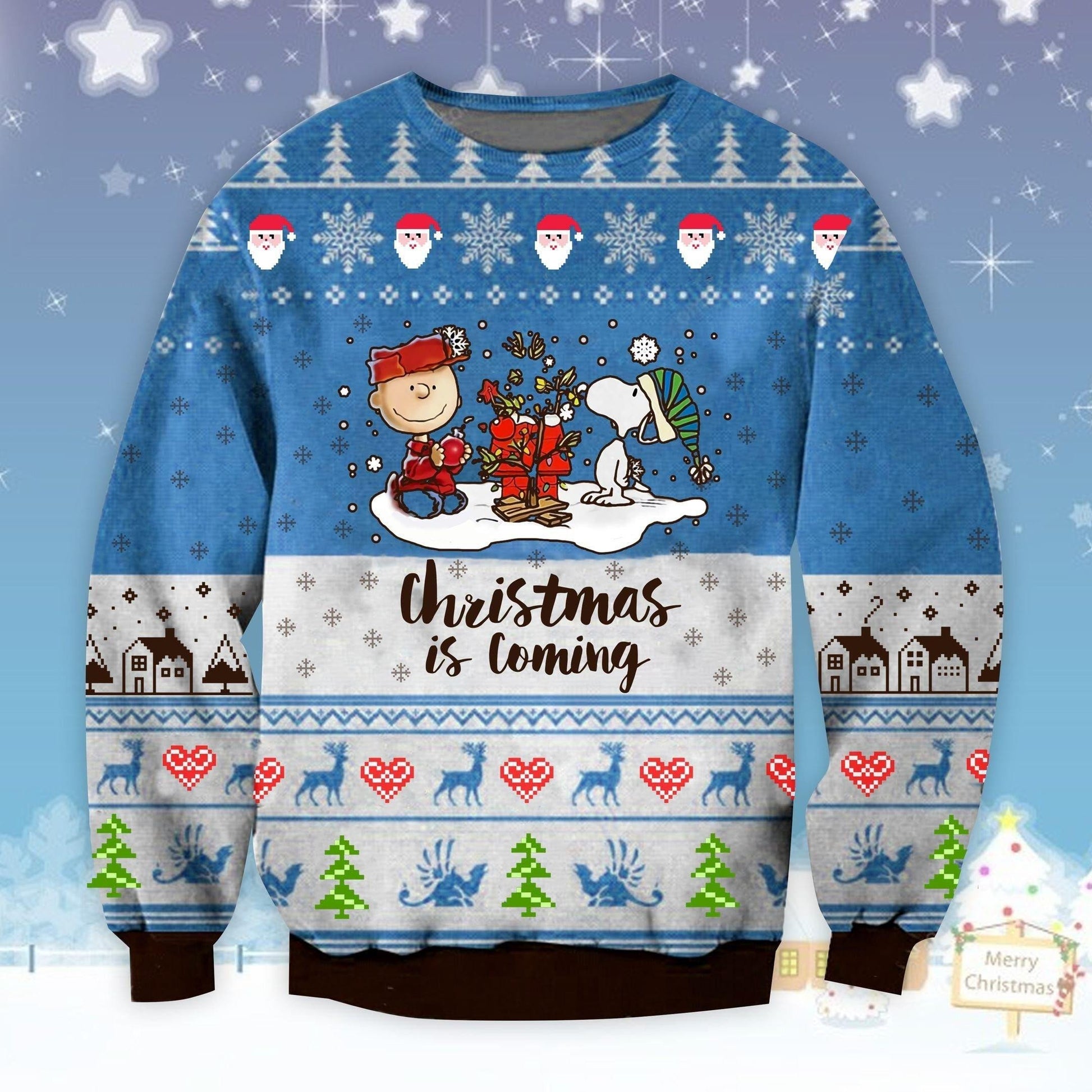 Peanut Snoopy Christmas Is Coming Ugly Sweater, Christmas Gift , Peanut Snoopy Christmas Is Coming Ugly Christmas Sweater