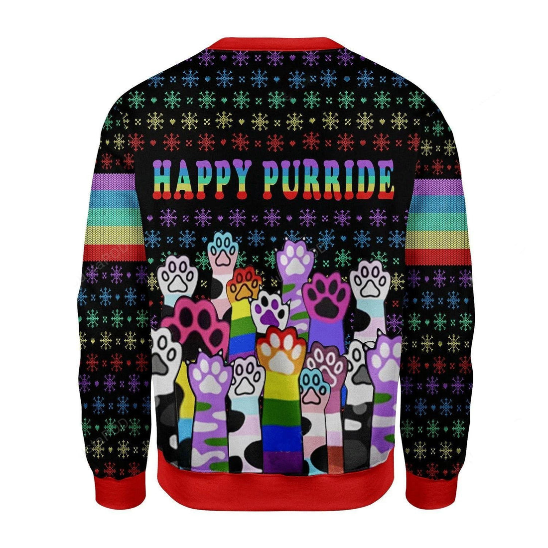 Happy Purride Cat Lgbt Ugly Sweater, Happy Purride Cat Lgbt Christmas Sweater, Christmas Lgbt Gift, Happy Purride Cat Lgbt Shirt