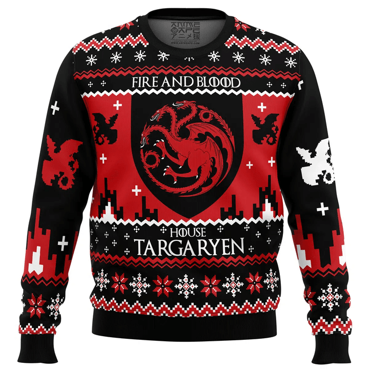 Game Of Thrones House Targaryen Ugly Sweater Gifts, Game Of Thrones House Targaryen Gift Fan Ugly Sweater