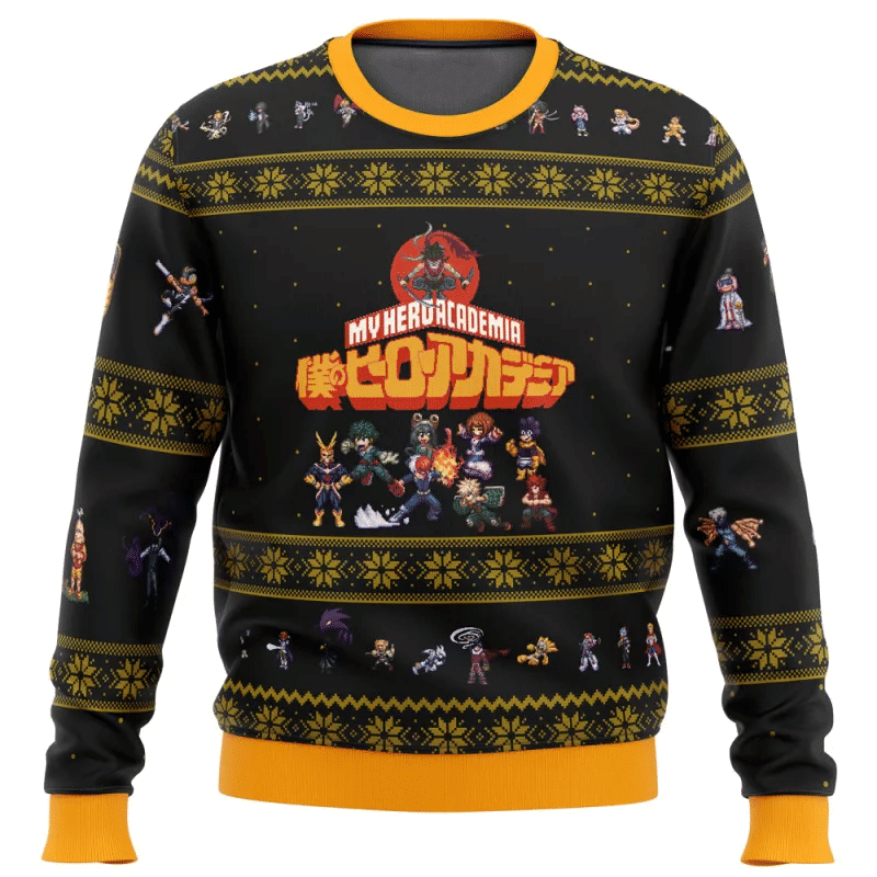 My Hero Academia Anime Boku No Sprites 18 Ugly Sweater Gifts, My Hero Academia Anime Gift Fan Ugly Sweater