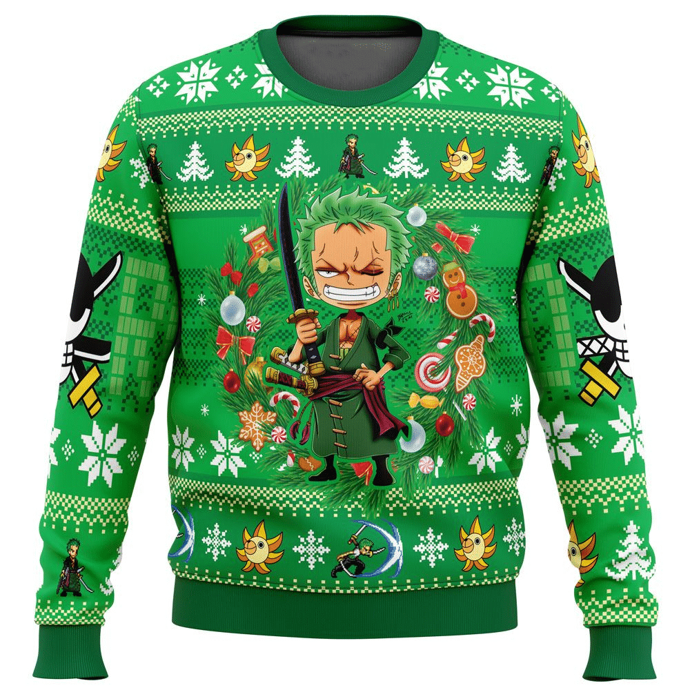 One Piece Anime Christmas Roronoa Zoro 1 Ugly Sweater, One Piece Anime Gift Fan Ugly Sweater