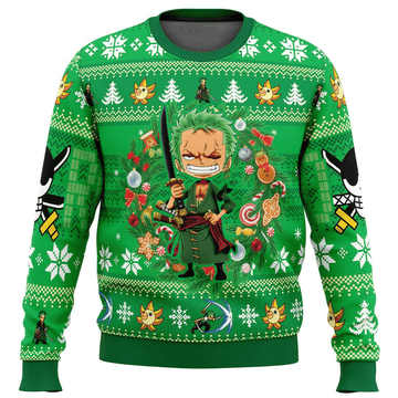 One Piece Anime Christmas Roronoa Zoro 1 Ugly Sweater, One Piece Anime Gift Fan Ugly Sweater
