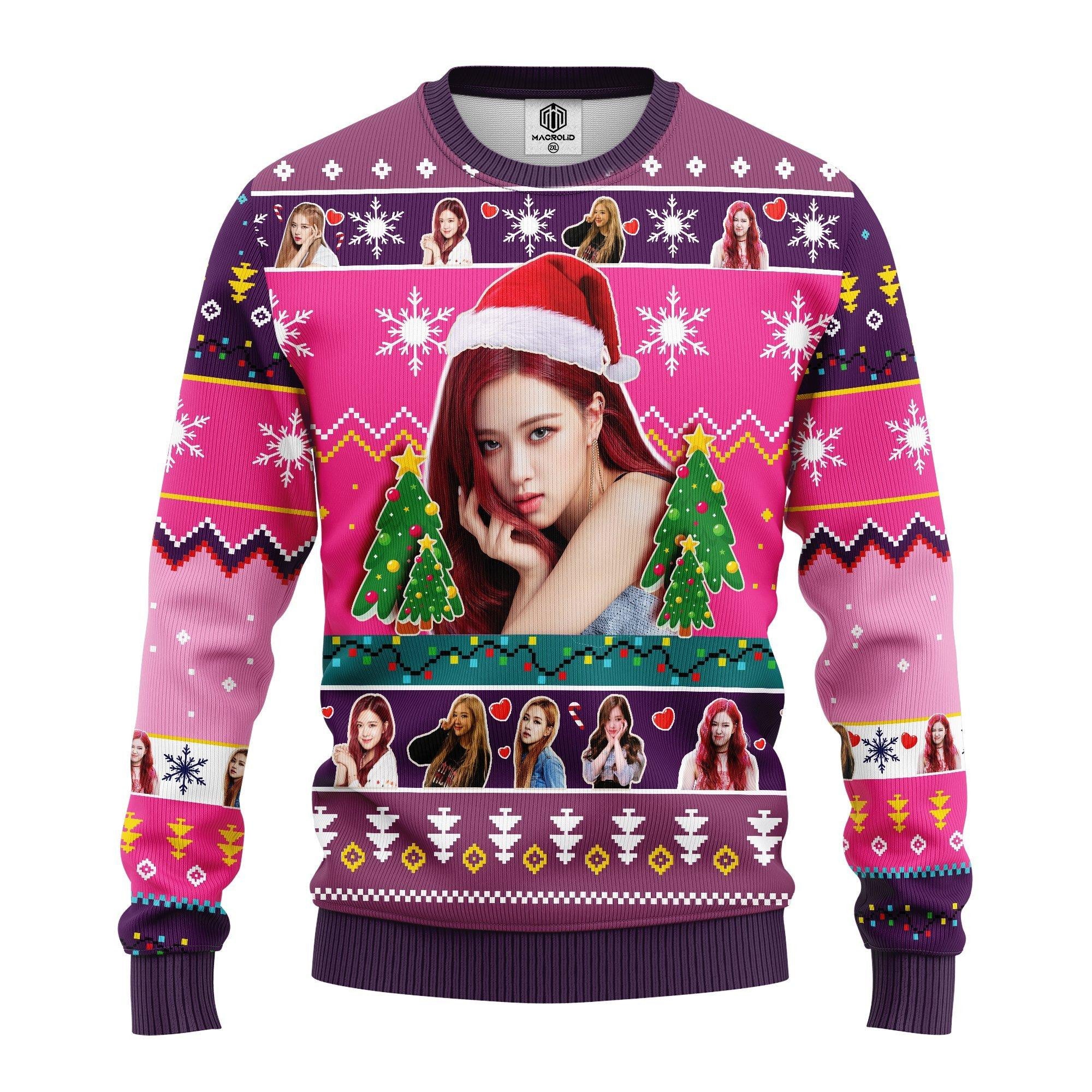 Rose Black Pink Music Band Ugly Christmas Sweater 22