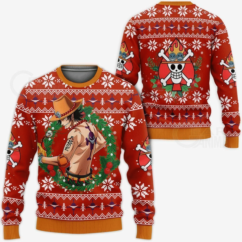 One Piece Anime Portgas Ace 26 Ugly Sweater Gifts, One Piece Anime Gift Fan Ugly Sweater