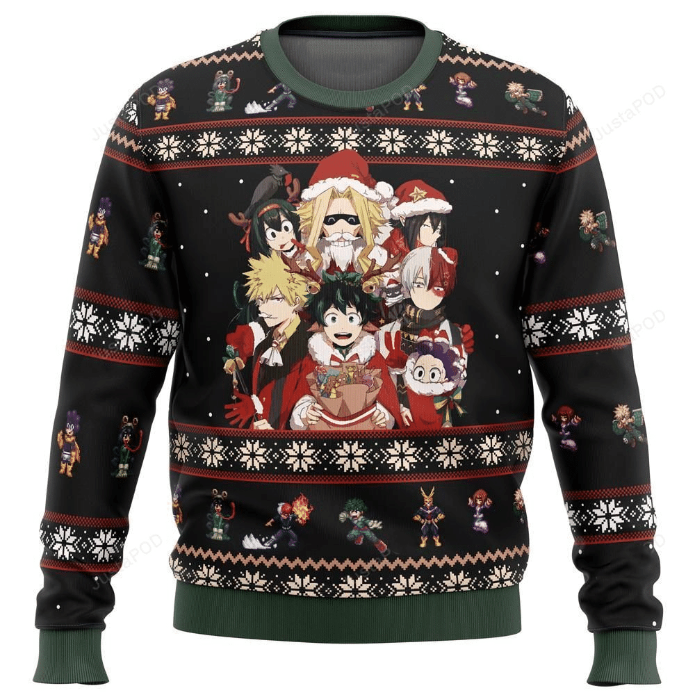My Hero Academia Anime Boku No Holiday 15 Ugly Sweater Gifts, My Hero Academia Anime Gift Fan Ugly Sweater