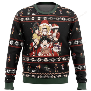 My Hero Academia Anime Boku No Holiday 15 Ugly Sweater Gifts, My Hero Academia Anime Gift Fan Ugly Sweater