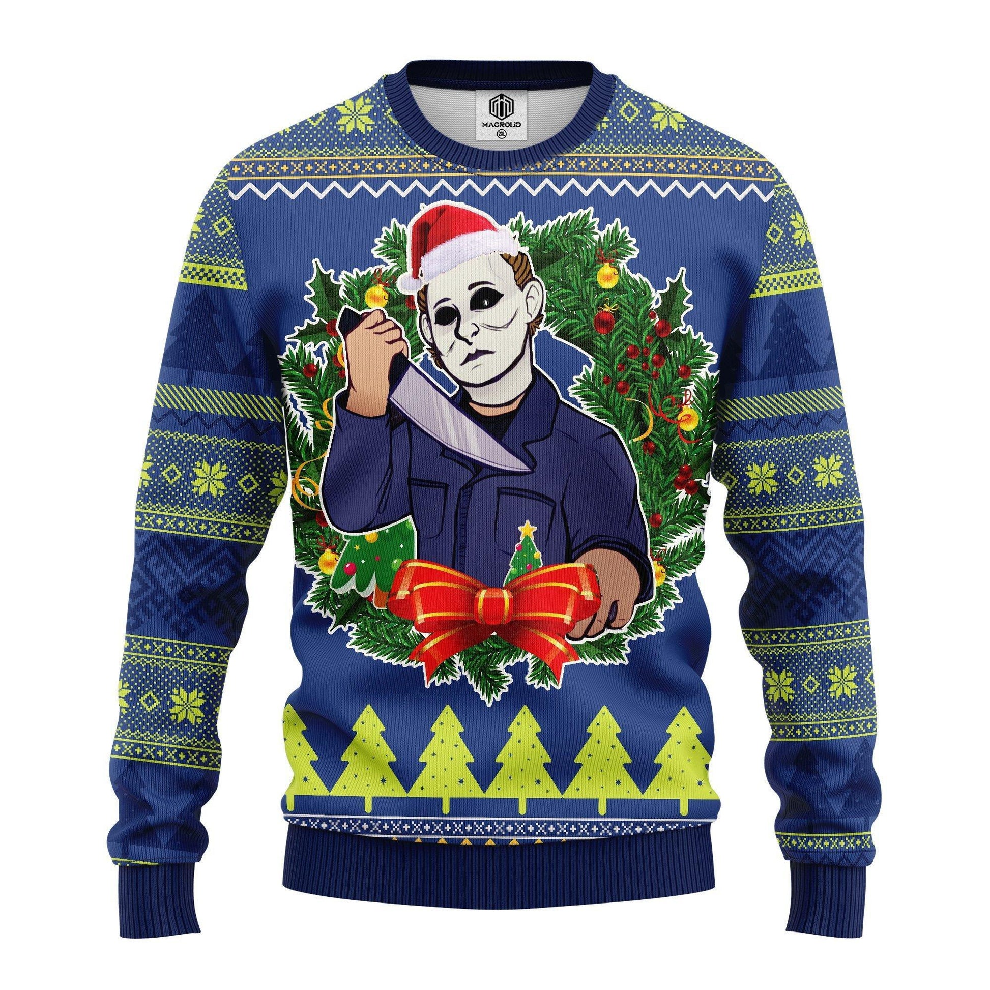 Santa Jason Voorhees Merry Xmas Ugly Christmas Sweater 262