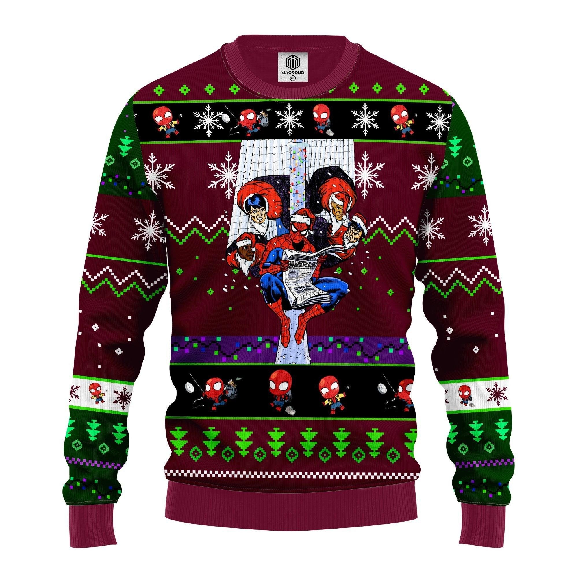 Spider Man Marvel Comics Gifts, Santa Spiderman Ugly Christmas Sweater