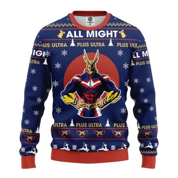 My Hero Academia Merry Xmas Gift, All Might Plus Ultra Ugly Christmas Sweater