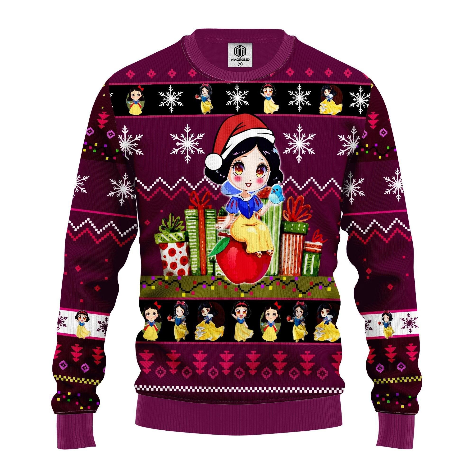 Merry Xmas Snow White Cartoon Ugly Christmas Sweater