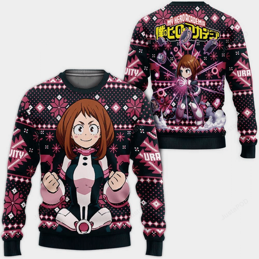 My Hero Academia Anime Ochaco Uraraka 10 Ugly Sweater Gifts, My Hero Academia Anime Gift Fan Ugly Sweater