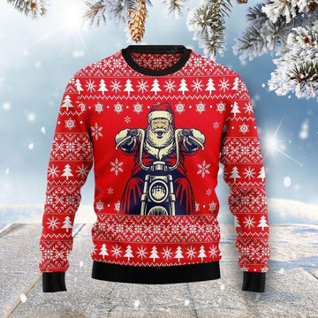 Santa Claus Ride A Motorcycle Ugly Sweater, Santa Claus Ride A Motorcycle Christmas Sweater, Funny Santa Claus Gift, Santa Claus Shirt