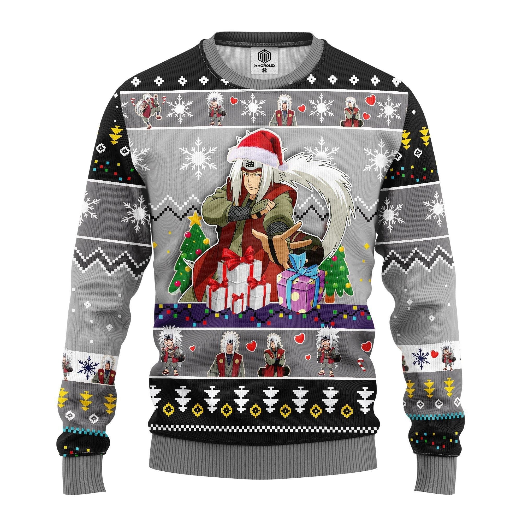 Naruto Anime Merry Xmas Gift, Santa Jiraiya Ugly Christmas Sweater 258