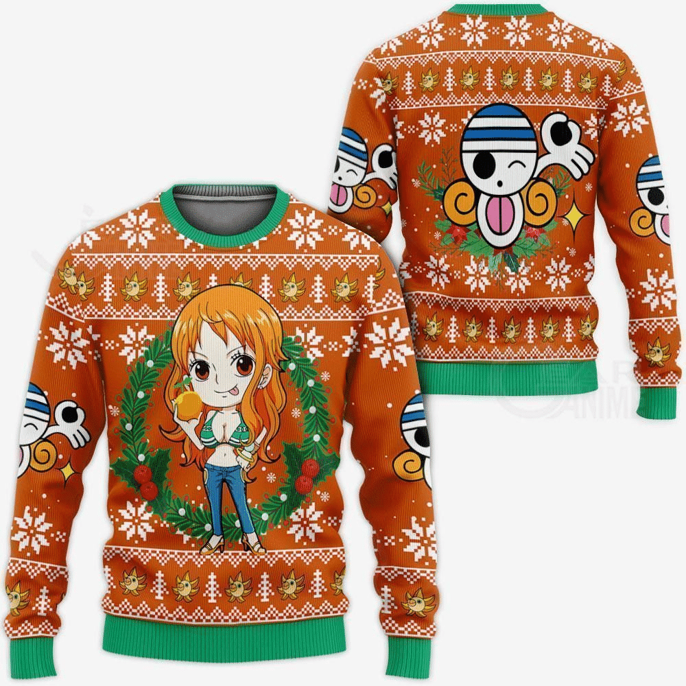 One Piece Anime Nami 12 Ugly Sweater, One Piece Anime Gift Fan Ugly Sweater