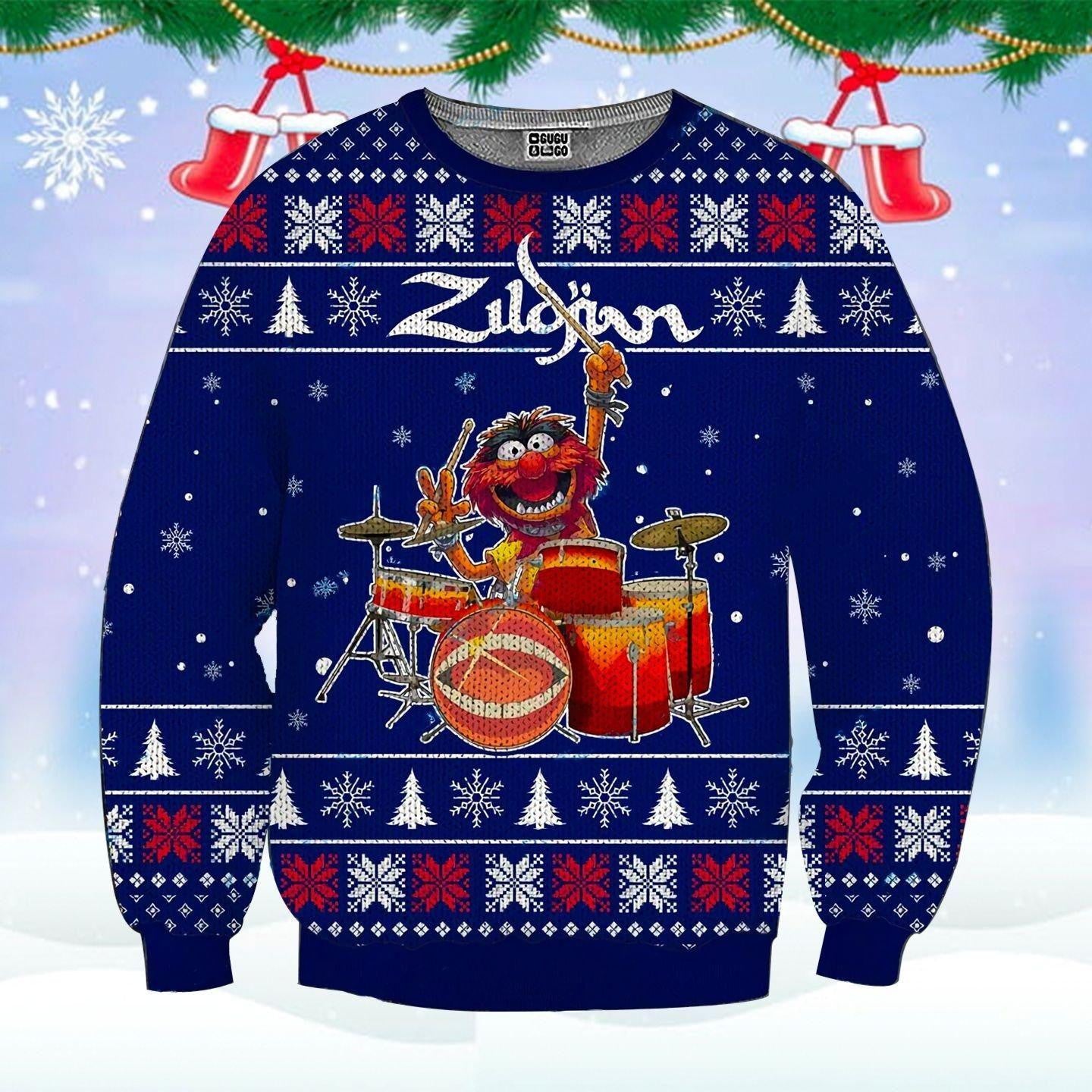 Muppet Zildjian Ugly Sweater, Christmas Gift, Muppet Zildjian Ugly Christmas Sweater