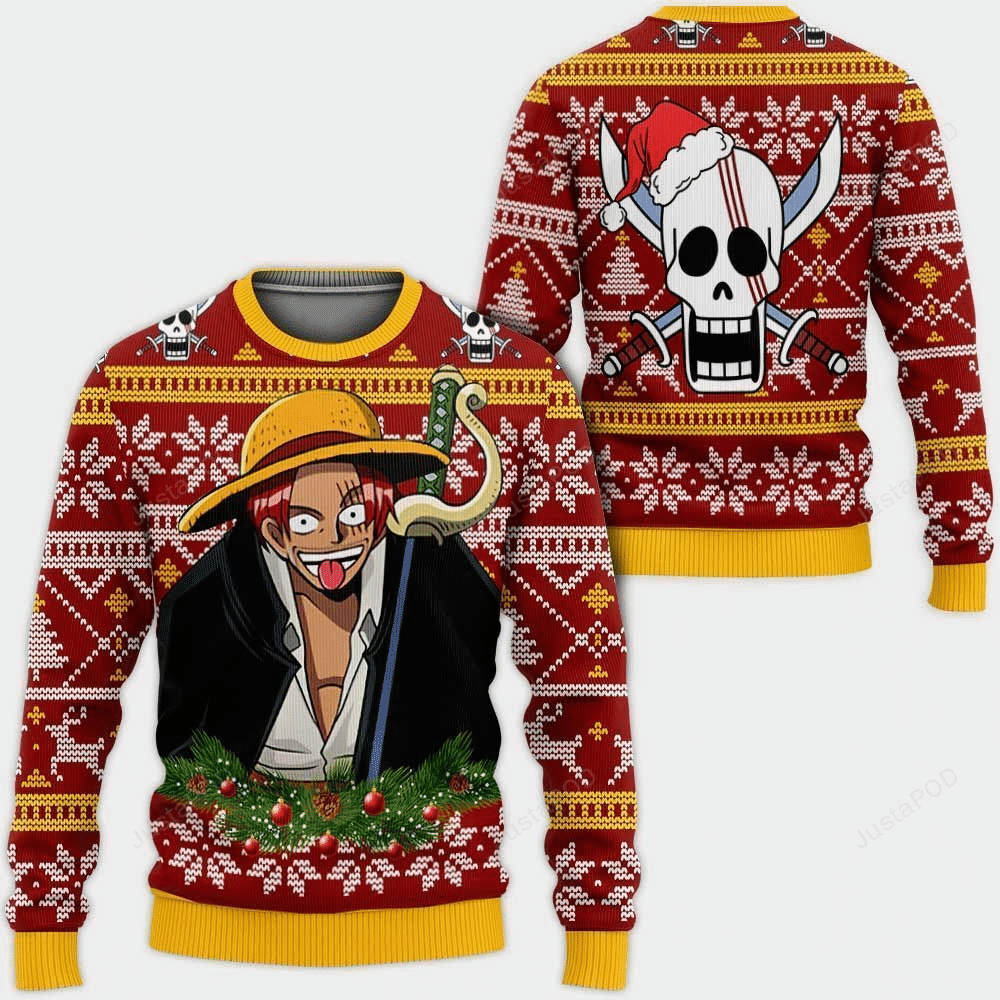 One Piece Anime Red Hair Shanks 50 Ugly Sweater, One Piece Anime Gift Fan Ugly Sweater
