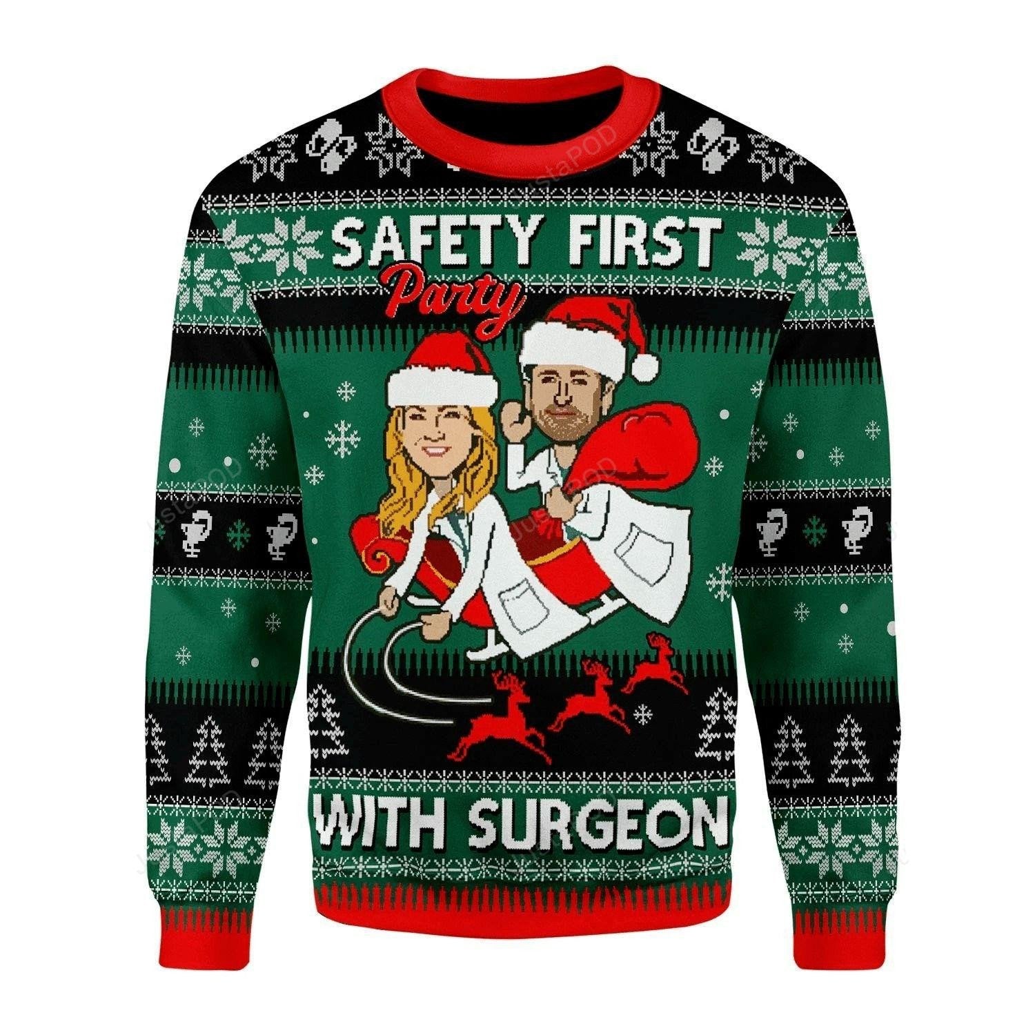 Safety First Party With Surgeon Grey's Anatomy Ugly Sweater, Grey's Anatomy Christmas Sweater, Grey's Anatomy Film Movie Gift, Grey's Anatomy Shirt