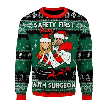 Safety First Party With Surgeon Grey's Anatomy Ugly Sweater, Grey's Anatomy Christmas Sweater, Grey's Anatomy Film Movie Gift, Grey's Anatomy Shirt